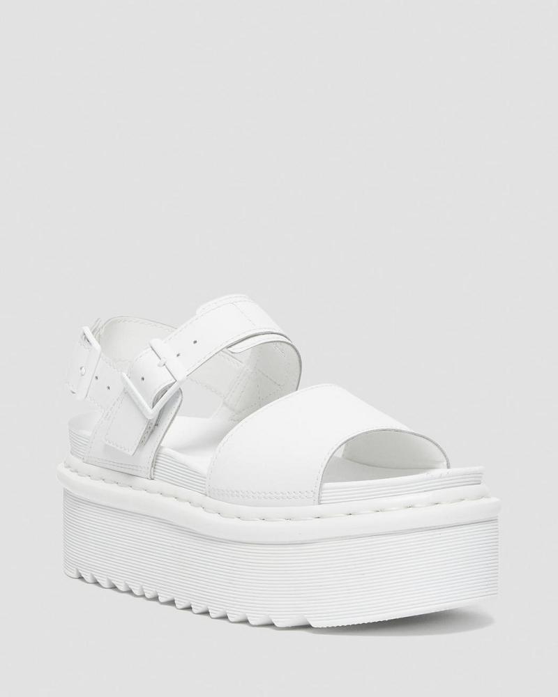 Women\'s Dr Martens Voss Mono Leather Platform Strap Sandals White | AU 329CTV